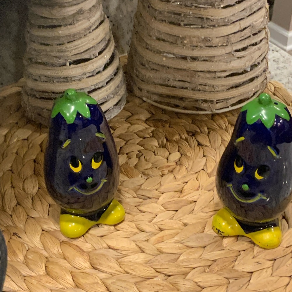Charming Eggplant Figurines - Purple and Green